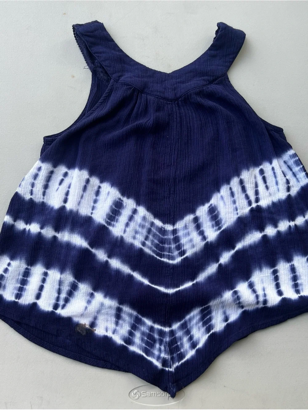 Justice Navy and White Tie-Dye Tank Dress
